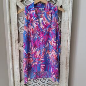 Floral & Ivy Women's Sleeveless Aysemmetrical Flowy Tank Top Tropical Floral